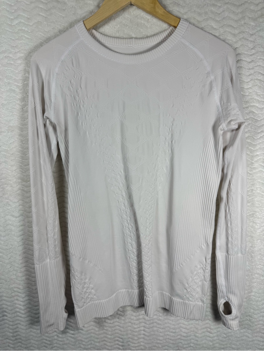 Lululemon Rest Less Pullover Long Sleeve Shirt White Thumb Holes